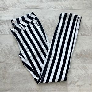 Black & White Striped Skinny Jeans